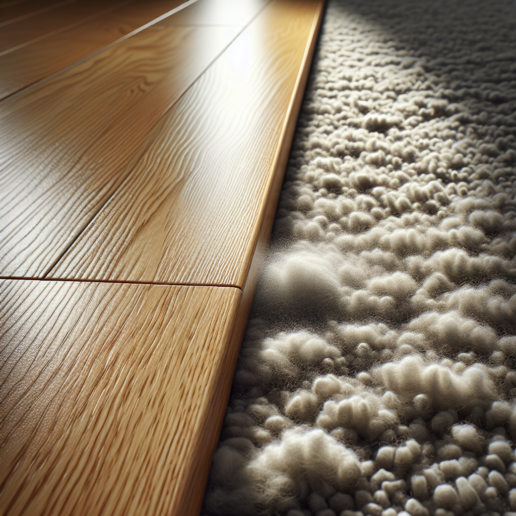 Hardwood vs. Carpet: Emphasizing health benefits and ease of maintenance.